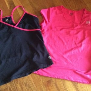 LOT OF NWOT 2 WOMENS WORKOUT EXERCISE YOGA SHIRTS QUICK DRY LAYER 8 PINK SZ L